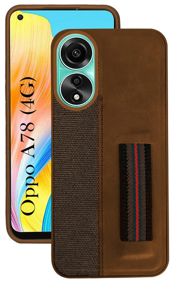 For Oppo A78 4G Back Cover Case (Professional PU Leather | Strip Chain Holder Socket)