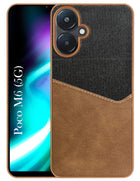 For Poco M6 5G Back Cover Case (Dual PU Leather Stitch | Professional Minimalist | Soft and Flexible)