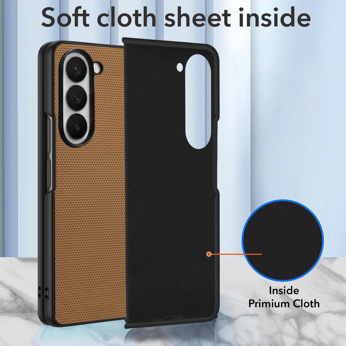 For Samsung Galaxy Z Fold 5 Premium Cover Case (Geometric Textured Hard PC | Soft Cloth Lining & Slim Shockproof Protection)