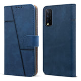 For Vivo Y20 | Y20i Flip Cover Case (Stitched Leather Finish | Magnetic Closure | Inner TPU | Foldable Stand | Wallet Card Slots)