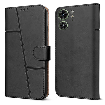 For Motorola Moto Edge 40 Flip Cover Case (Stitched Leather with Magnetic Closure)