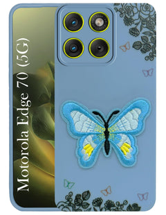 For Motorola Moto Edge 70 Back Cover Case (Soft Butterfly Embroidery | Women Teen Girls | Camera Protection| Matte Silicone)