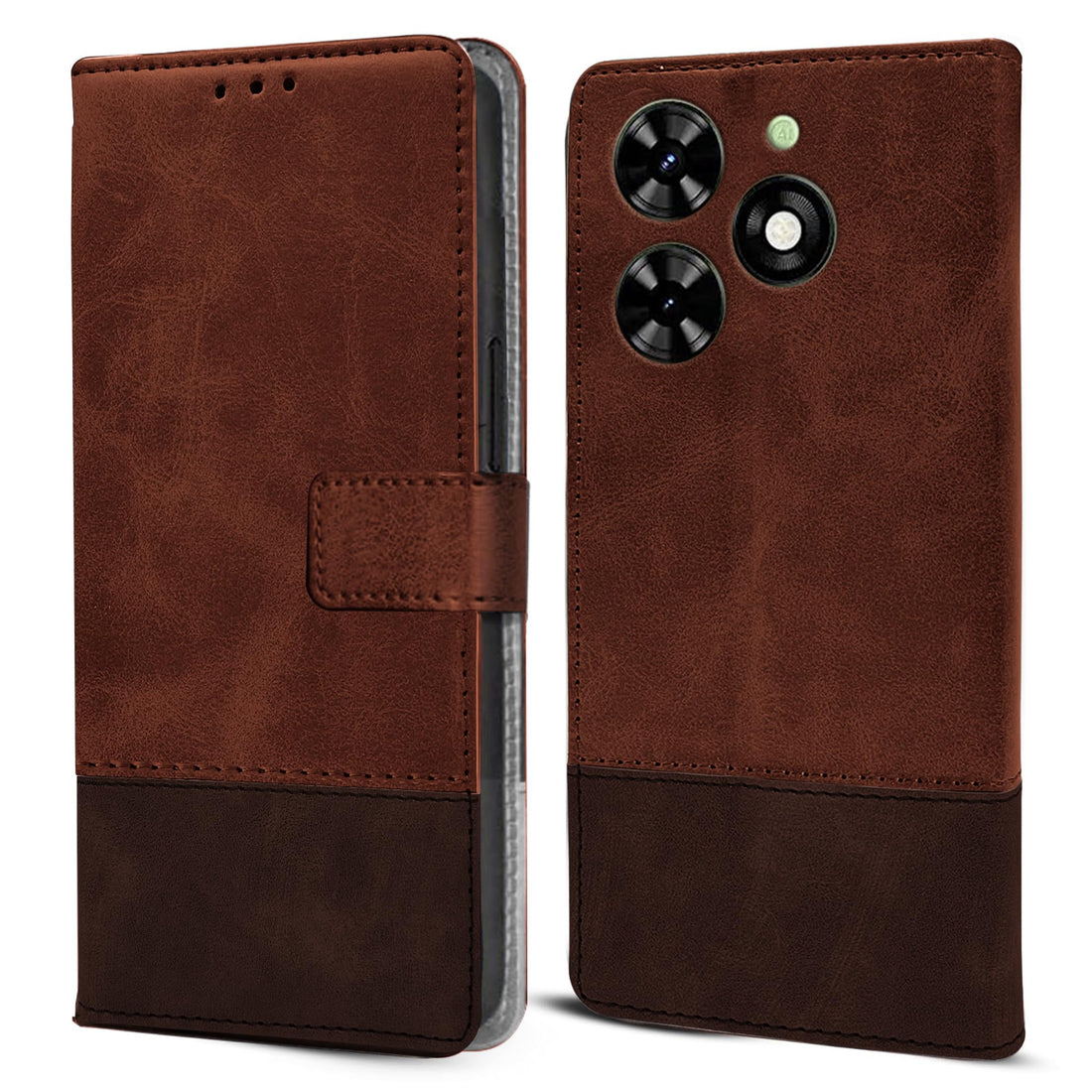 For Tecno Spark Go 2024 Flip Cover Case (Professional Dual Leather Wallet with Magnetic Closure)
