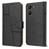 For Vivo T3 Lite 5G | Vivo Y28s 5G Flip Cover Case (Stitched Leather with Magnetic Closure | Black)