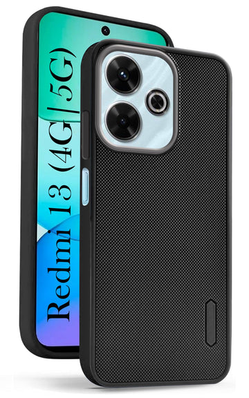 For Xiaomi Mi Redmi 13 4G | 5G Back Cover Case ( Textured Grip Design | Camera Protetion | Slim and Light Weight | Soft Touch and Feel | Black )