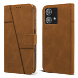 For Motorola Moto Edge 40 Neo Flip Cover Case (Stitched Leather with Magnetic Closure)