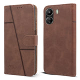 For Poco C65 Flip Cover Case (Stitched Leather with Magnetic Closure)