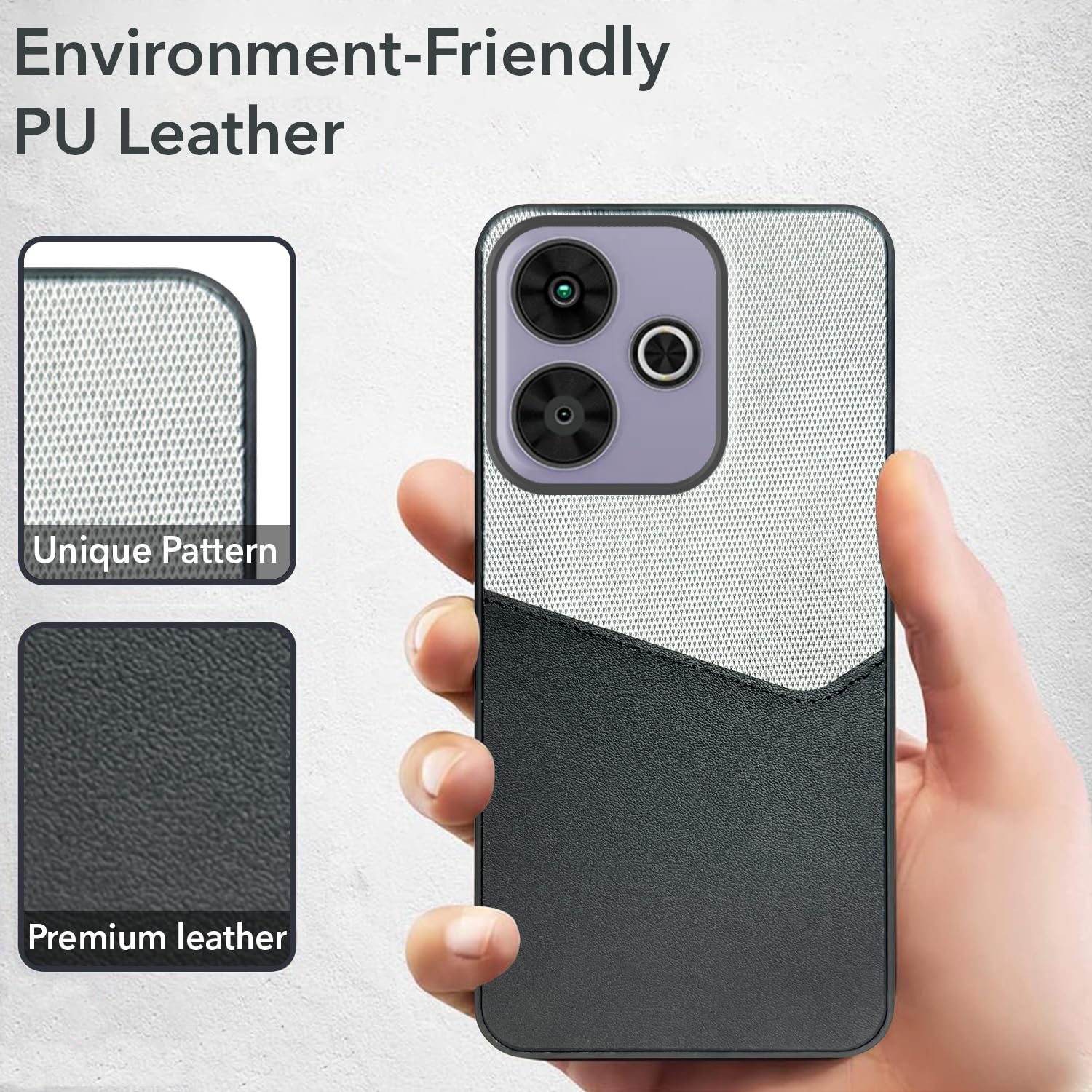 For Poco M6 Plus 5G Back Cover Case (Dual PU Leather Stitch | Professional Minimalist | Soft and Flexible)
