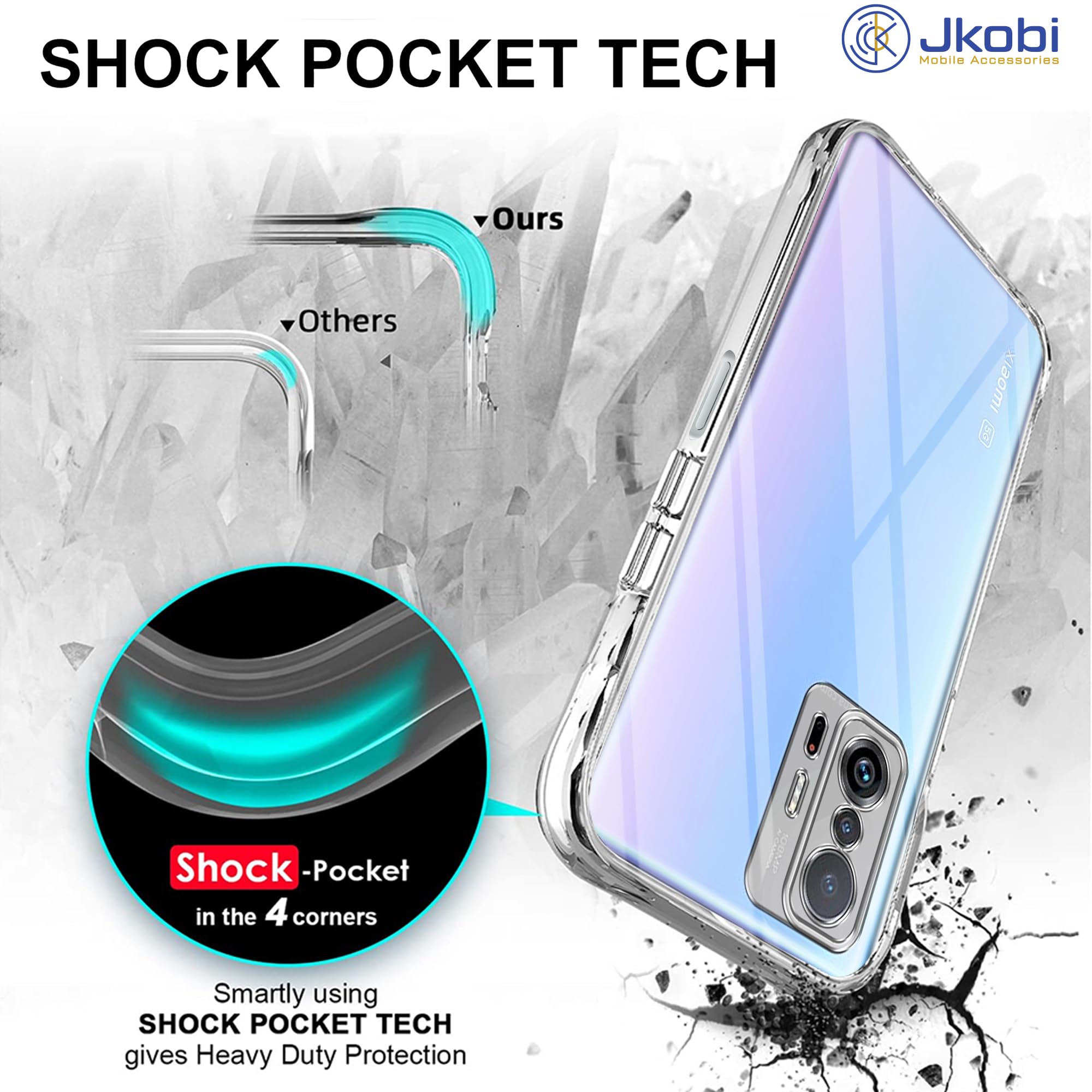 For Xiaomi 11T | Xiaomi 11T Pro Back Cover (Silicone Clear Shockproof Case with Camera Protection | Soft and Flexible | Transparent)