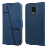 For Poco M2 Pro Flip Cover Case (Stitched Leather Finish | Magnetic Closure | Inner TPU | Foldable Stand | Wallet Card Slots | Black)