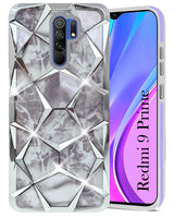 For Xiaomi Mi Redmi 9 Prime Back Cover Case (Dual Design Glitter Sparkle and Detachable Diamond Print Case | Soft and Flexible)