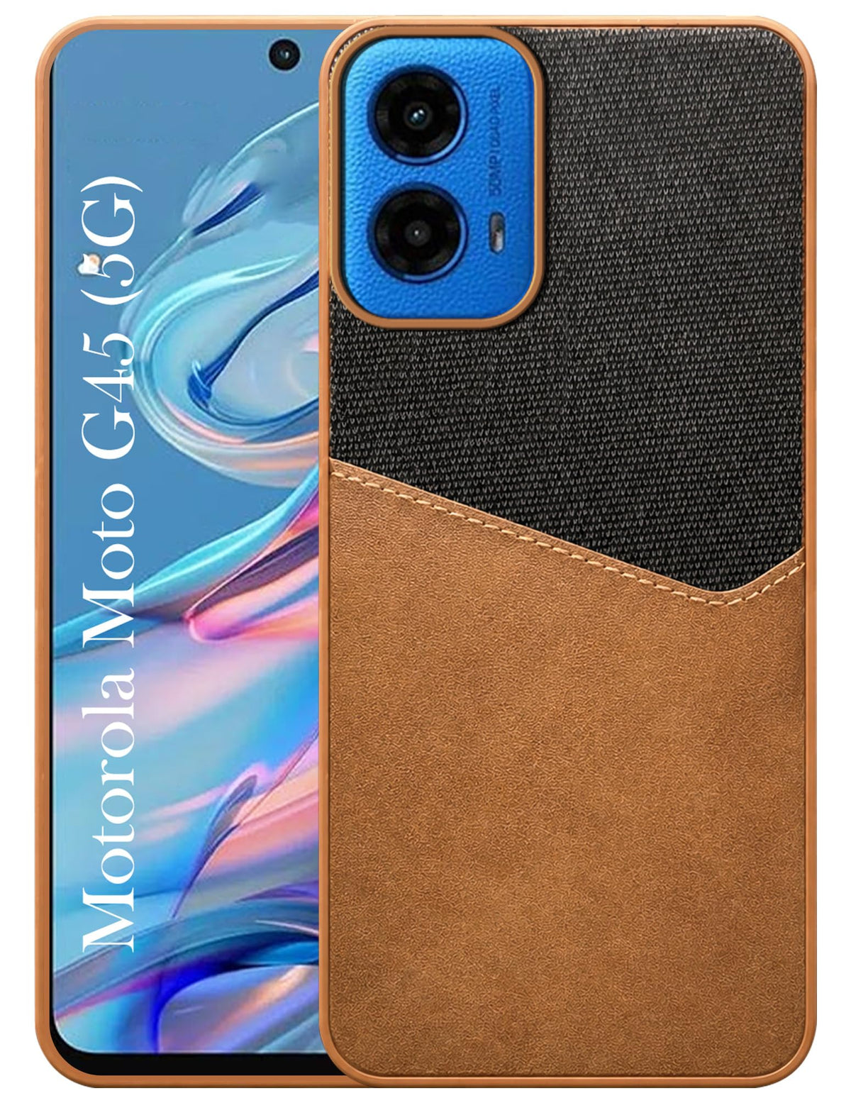 For Motorola Moto G45 Back Cover Case (Dual PU Leather Stitch | Professional Minimalist | Soft and Flexible)