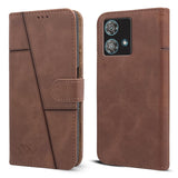 For Motorola Moto Edge 40 Neo Flip Cover Case (Stitched Leather with Magnetic Closure)