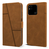 For Xiaomi Redmi 10A Flip Cover Case (Stitched Leather Finish | Magnetic Closure | Foldable Stand | Wallet Card Slots | Brown)