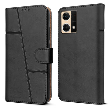 For Oppo Reno7 | Reno 7 4G Flip Cover Case (Stitched Leather with Magnetic Closure)