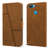 For Oppo A12 Flip Cover Case (Stitched Leather Finish | Magnetic Closure | Inner TPU | Foldable Stand | Wallet Card Slots)