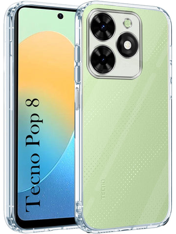 For Tecno Pop 8 Back Cover  (Silicone Clear Shockproof Case with Camera Protection | Soft and Flexible)