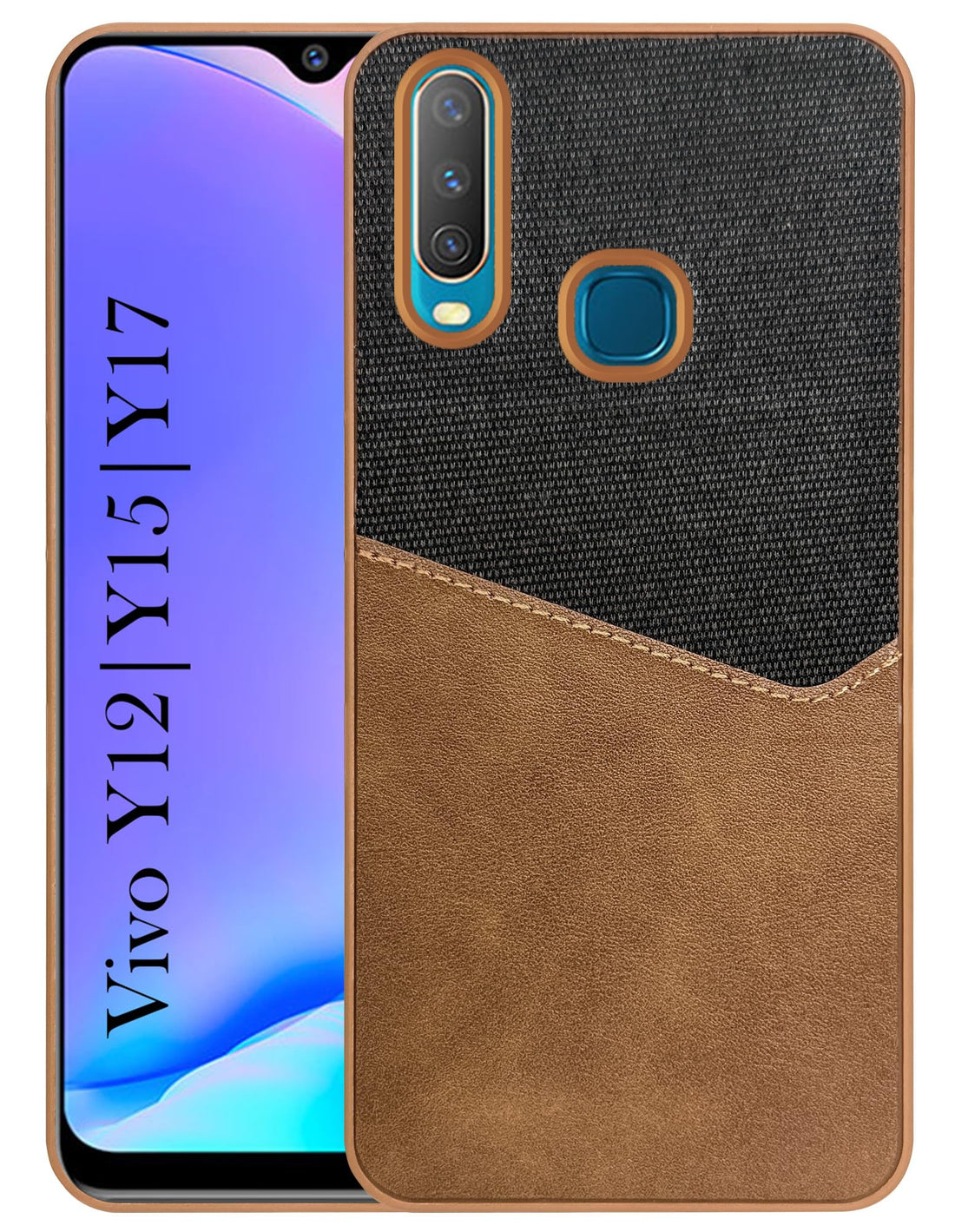 For Vivo Y12 | Y15 | Y17 Back Cover Case (Dual PU Leather Stitch | Professional Minimalist | Soft and Flexible)