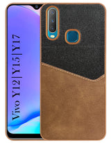 For Vivo Y12 | Y15 | Y17 Back Cover Case (Dual PU Leather Stitch | Professional Minimalist | Soft and Flexible)