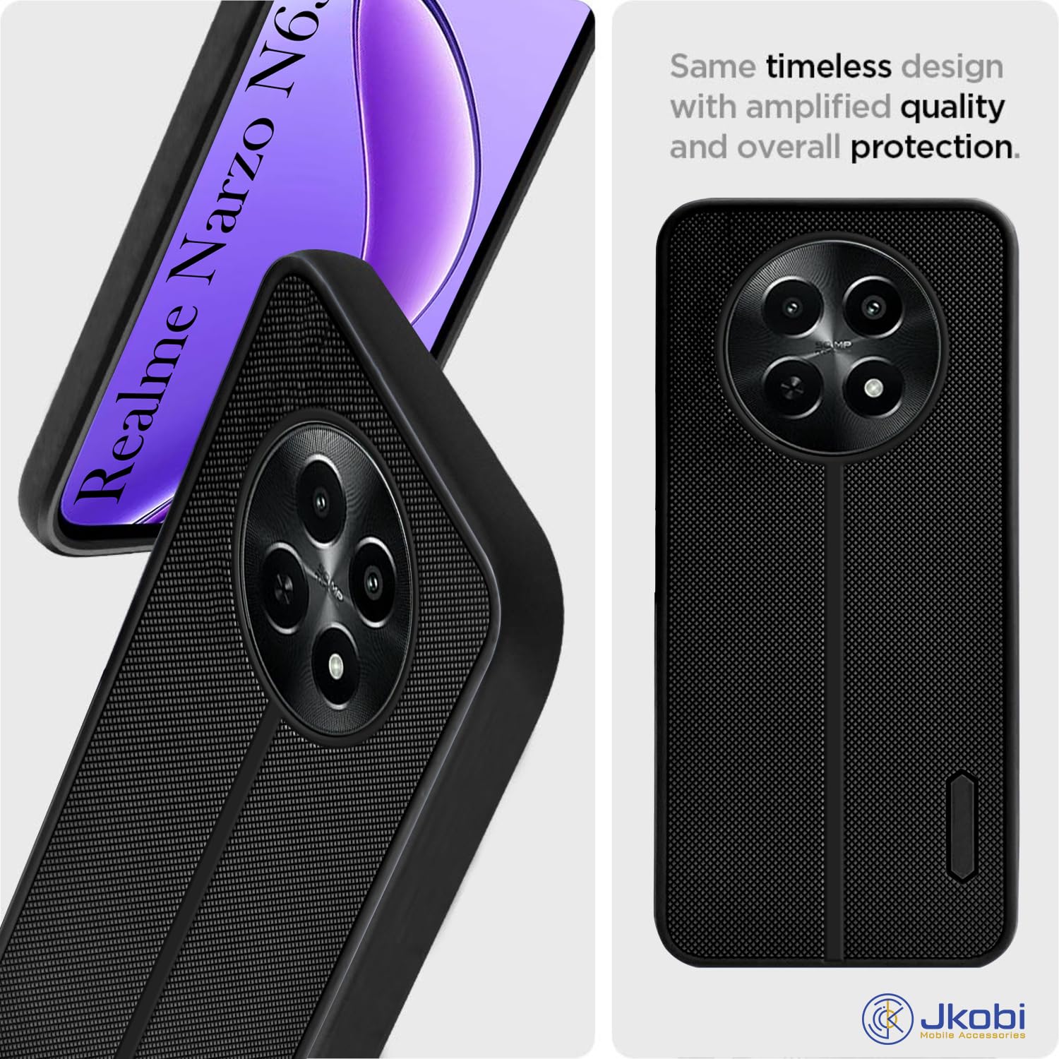 For Realme Narzo N65 Back Cover Case Rubberised (Textured Grip Design| Micro-Fiber Cloth Inside | Slim and Light Weight | Soft Touch and Feel)