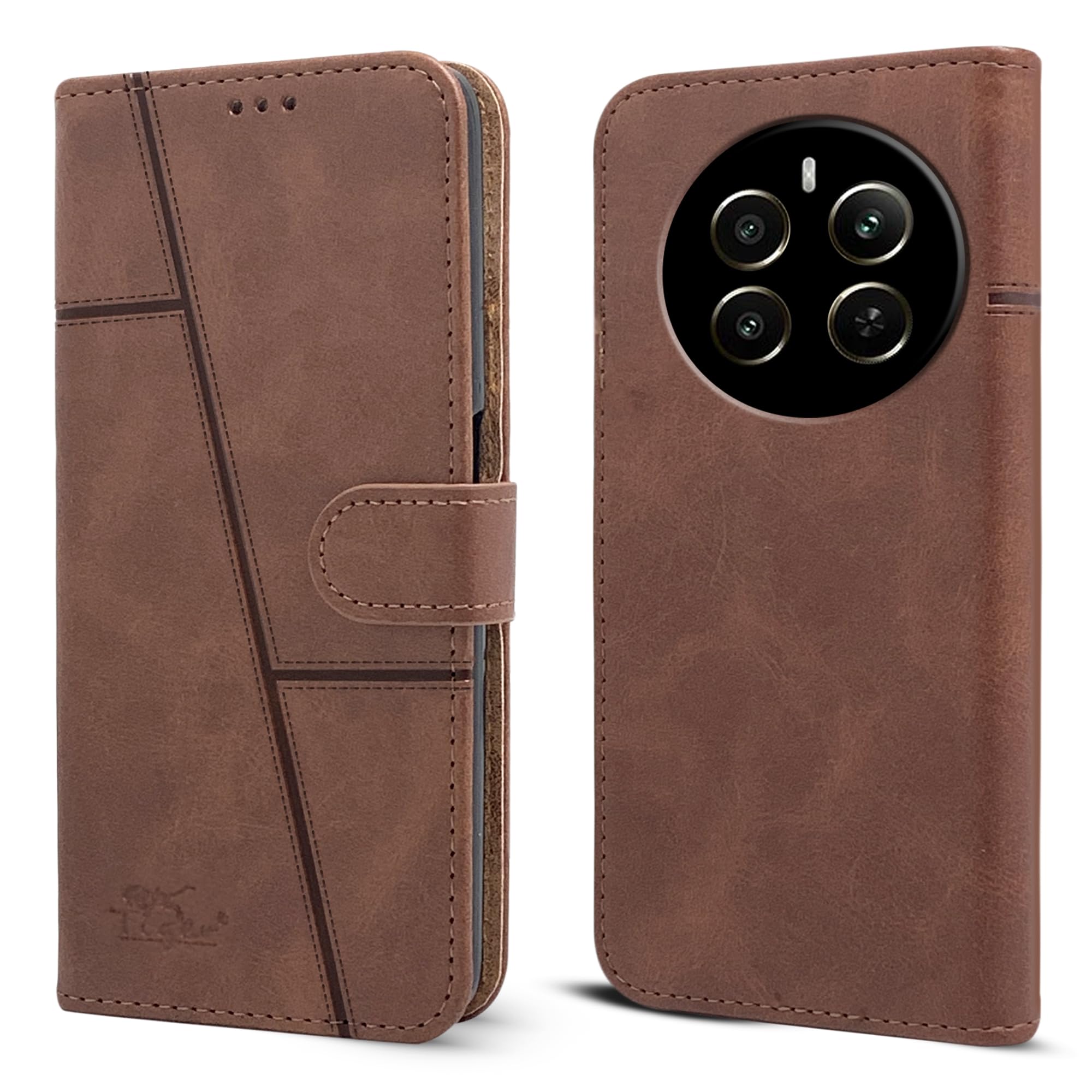 For Realme Narzo 70 5G Flip Cover Case (Stitched Leather with Magnetic Closure)