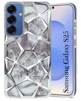 For Samsung Galaxy S25 Back Cover Case ( Dual Design Glitter Sparkle and Detachable Diamond Print Case | Soft and Flexible)