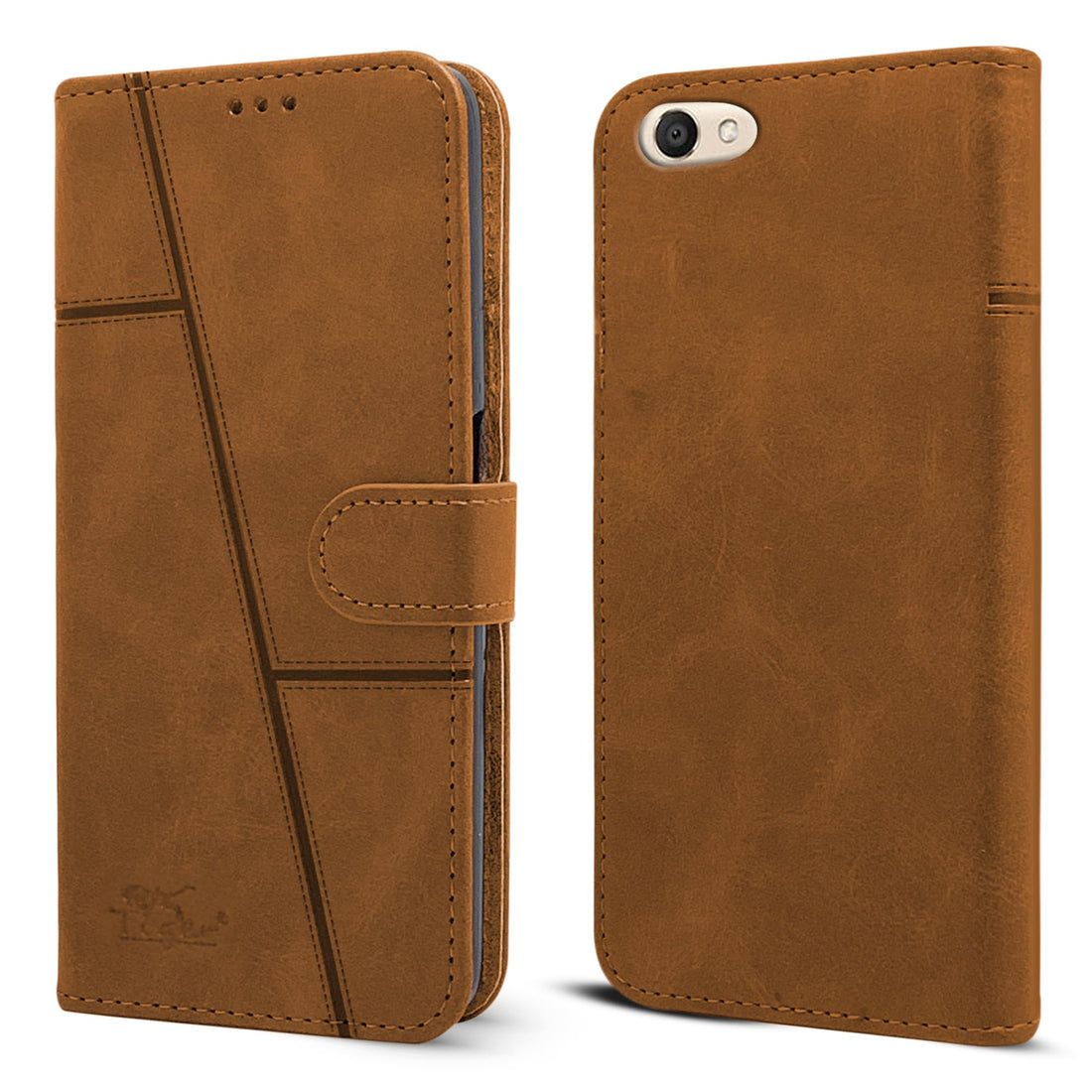 For Vivo V5 Flip Cover Case ( Stitched Leather with Magnetic Closure)