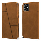 for Motorola Moto G54 (Stitched Leather with Magnetic Closure | Black)