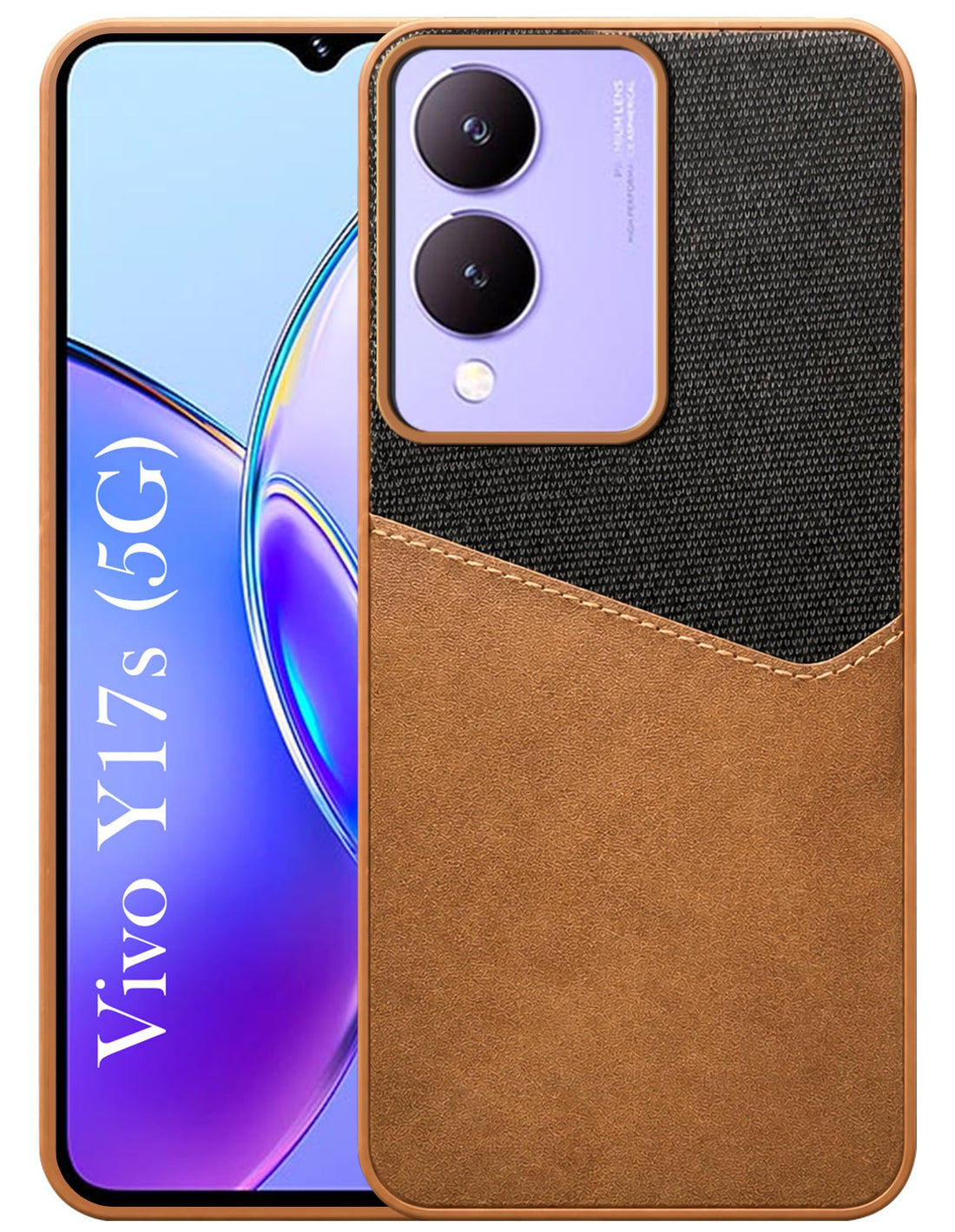 For Vivo Y17s Back Cover Case (Dual PU Leather Stitch | Professional Minimalist | Soft and Flexible)