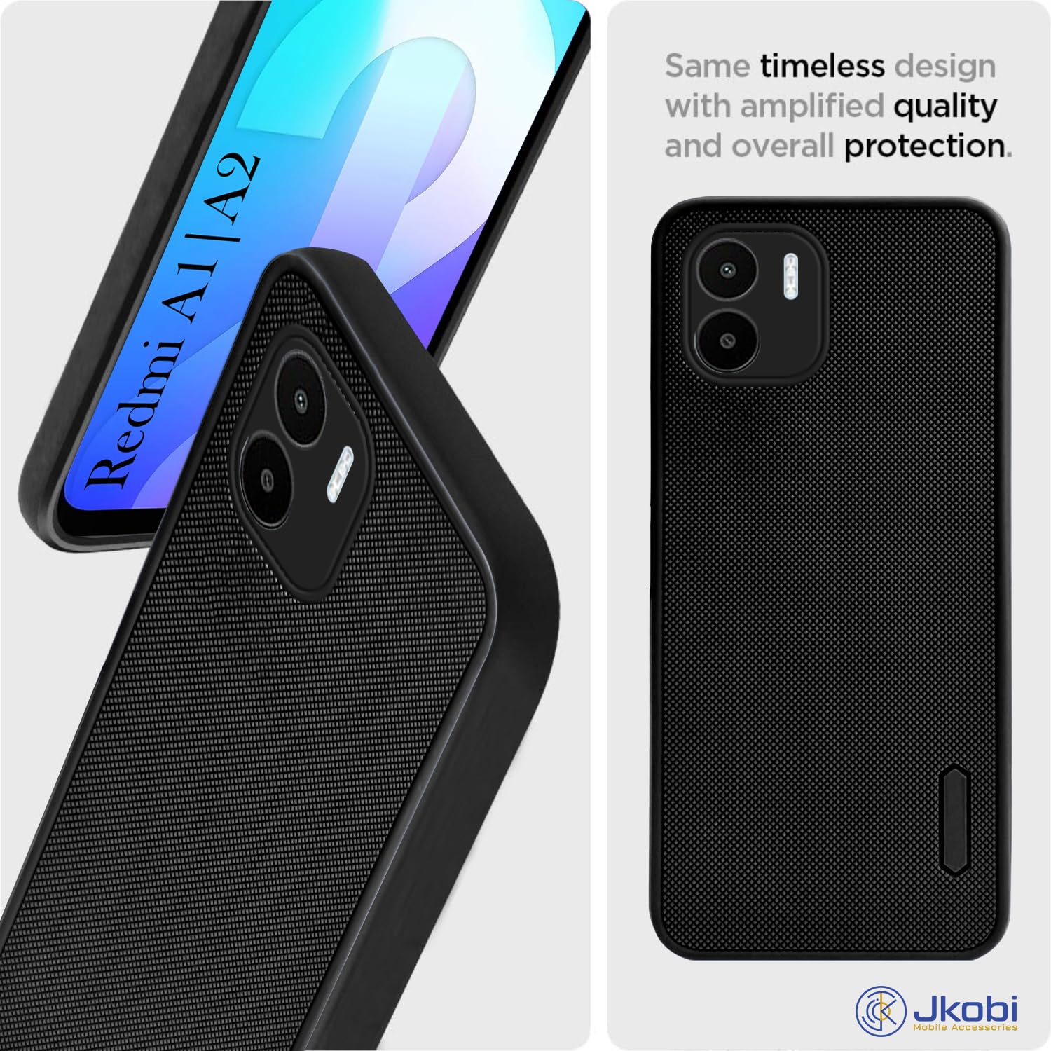 For Redmi A1 | Redmi A2 Back Cover Case Rubberised (Textured Grip Design| Micro-Fiber Cloth Inside | Slim and Light Weight | Soft Touch and Feel)
