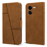 For Vivo Y37 Pro Flip Cover Case ( Stitched Leather with Magnetic Closure)