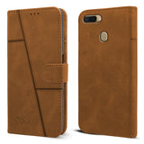 For Oppo A7 Flip Cover Case (Stitched Leather Finish | Magnetic Closure | Inner TPU | Foldable Stand | Wallet Card Slots)