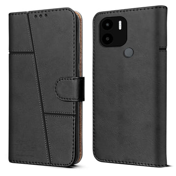 For Xiaomi Poco C51 Flip Cover Case (Stitched Leather with Magnetic Closure)