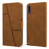 For Samsung Galaxy A30s Flip Cover Case (Stitched Leather Finish | Magnetic Closure | Inner TPU | Foldable Stand | Wallet Card Slots)