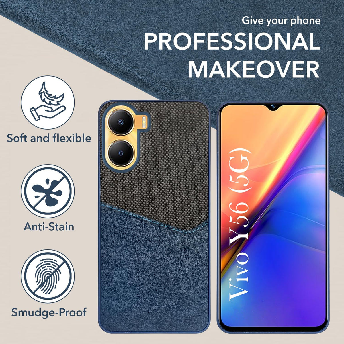 For Vivo Y56 5G Back Cover Case (Dual PU Leather Stitch | Professional Minimalist | Soft and Flexible)