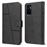 For Vivo Y75 4G Flip Cover Case (Stitched Leather Finish | Magnetic Closure | Inner TPU | Foldable Stand | Wallet Card Slots)