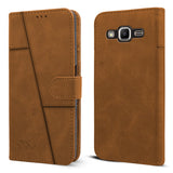 For Samsung Galaxy J2 Prime Flip Cover Case (Stitched Leather with Magnetic Closure)