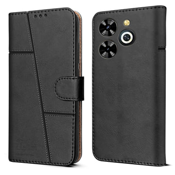 For Infinix Smart 8 HD Flip Cover Case (Stitched Leather with Magnetic Closure )