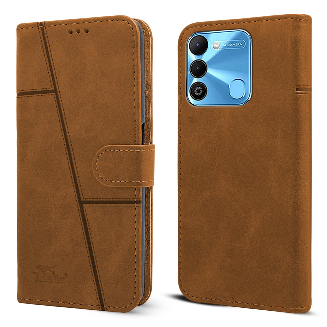 For Tecno Spark 9 Flip Cover Case (Stitched Leather Finish | Magnetic Closure | Foldable Stand | Wallet Card Slots)