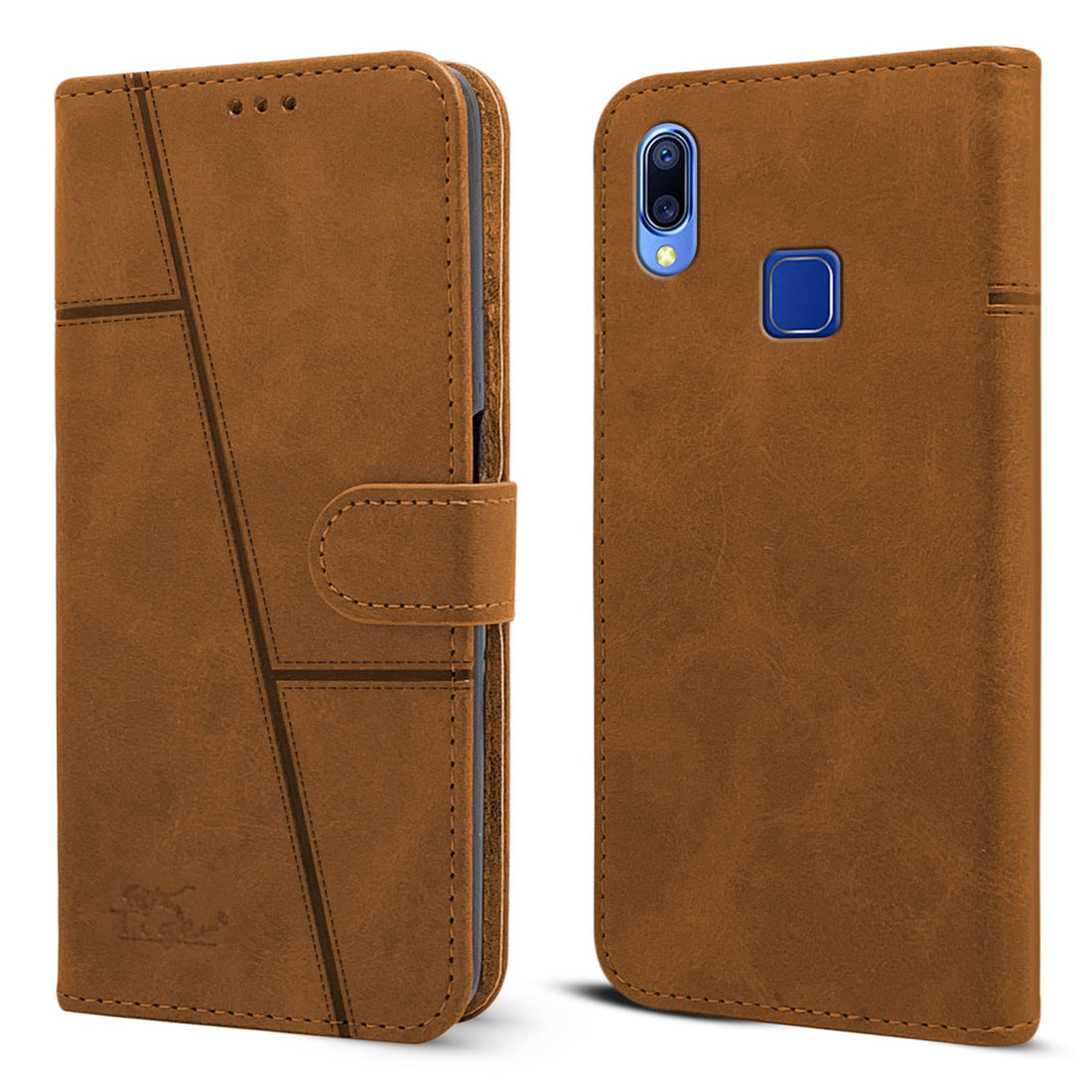 For Vivo Y95 | Vivo Y93 | Vivo Y91 Flip Cover Case (Stitched Leather Finish | Magnetic Closure | Inner TPU | Foldable Stand | Wallet Card Slots)