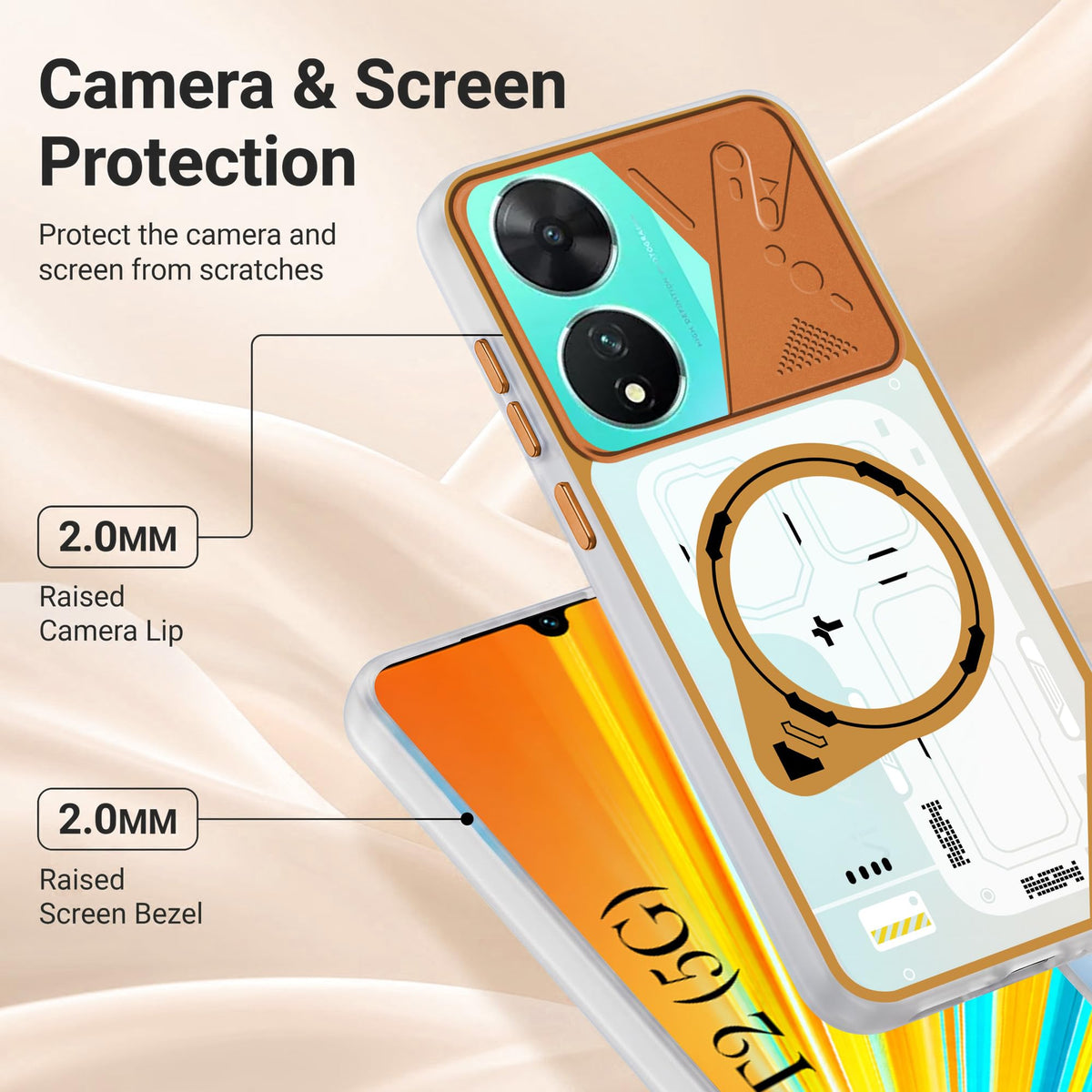 For Vivo T2 Metallic Back Cover Case (Metallic Camera Protection & Buttons | Translucent Milky Shade | Hard Polycarbonate)