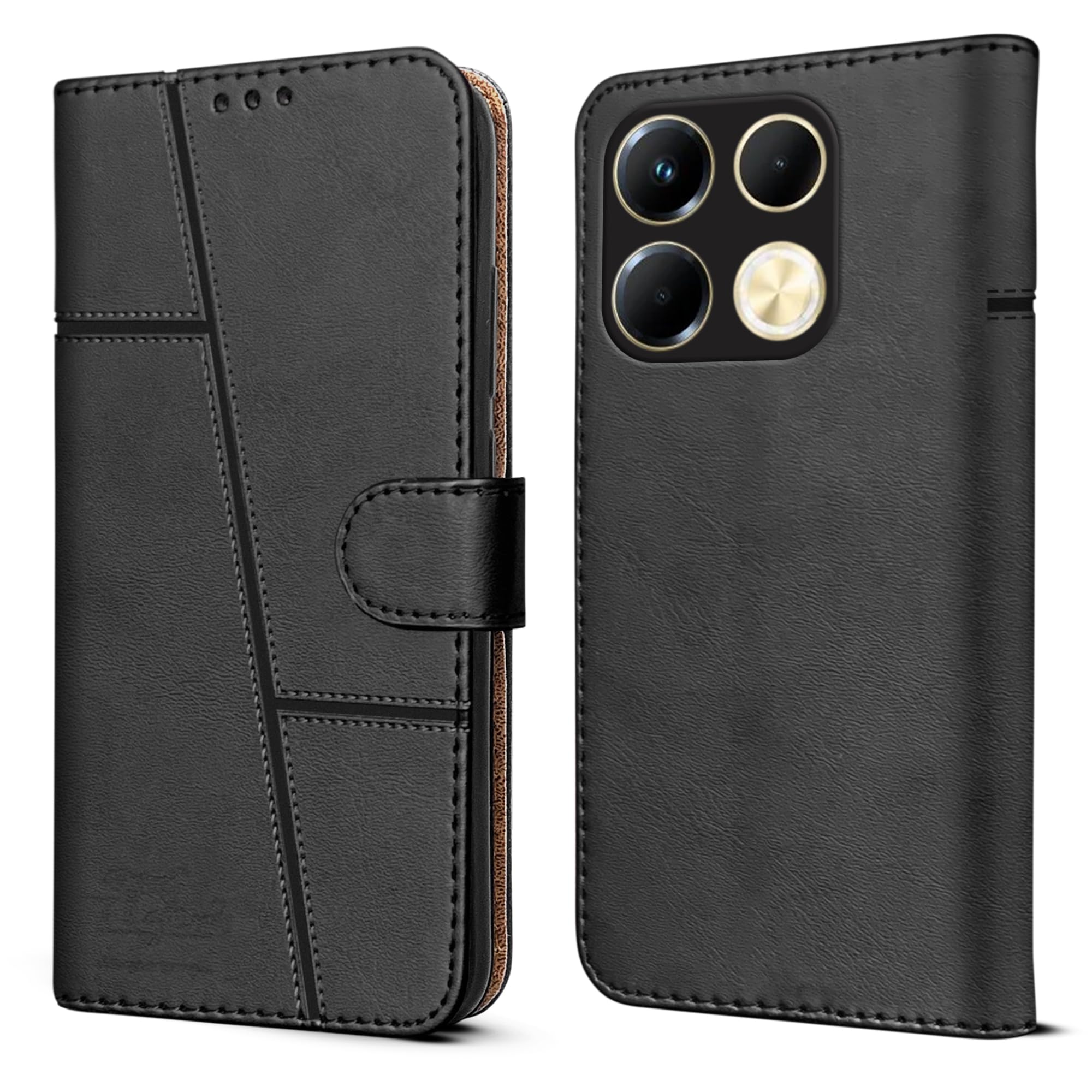 For Infinix Note 40 Flip Cover Case (Stitched Leather with Magnetic Closure)