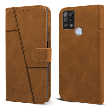 For Tecno Pova Flip Cover Case (Stitched Leather Finish | Wallet Card Slots)