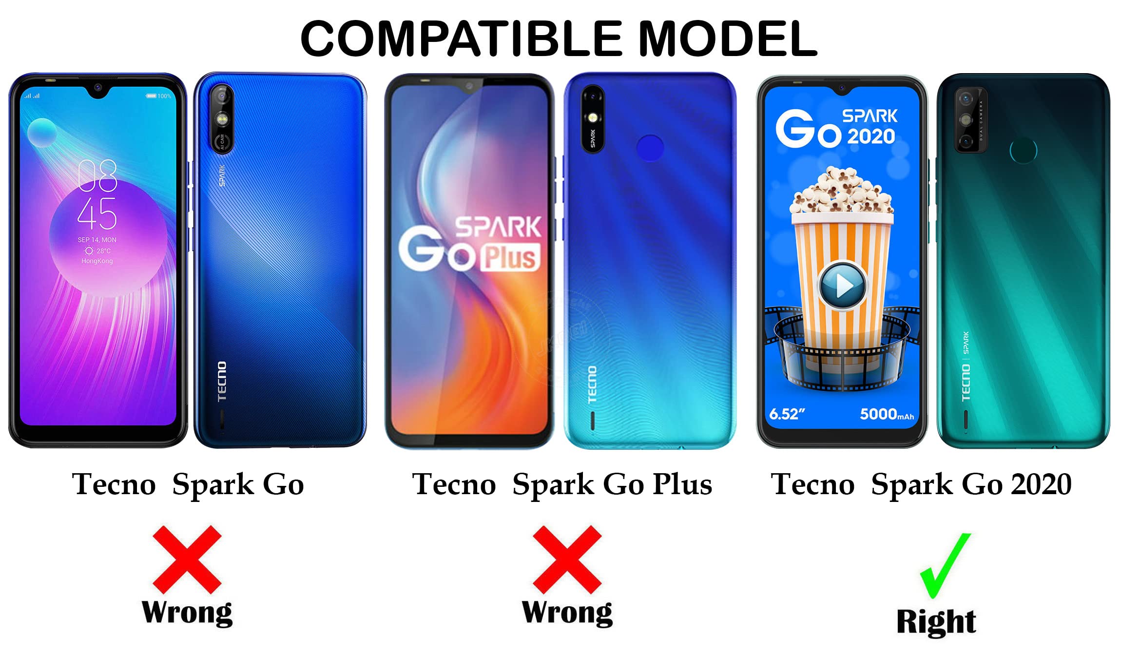 For Tecno Spark Go 2020 | Go 2021 Flip Cover Case (Stitched Leather with Magnetic Closure)