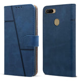 For Oppo A12 Flip Cover Case (Stitched Leather Finish | Magnetic Closure | Inner TPU | Foldable Stand | Wallet Card Slots)