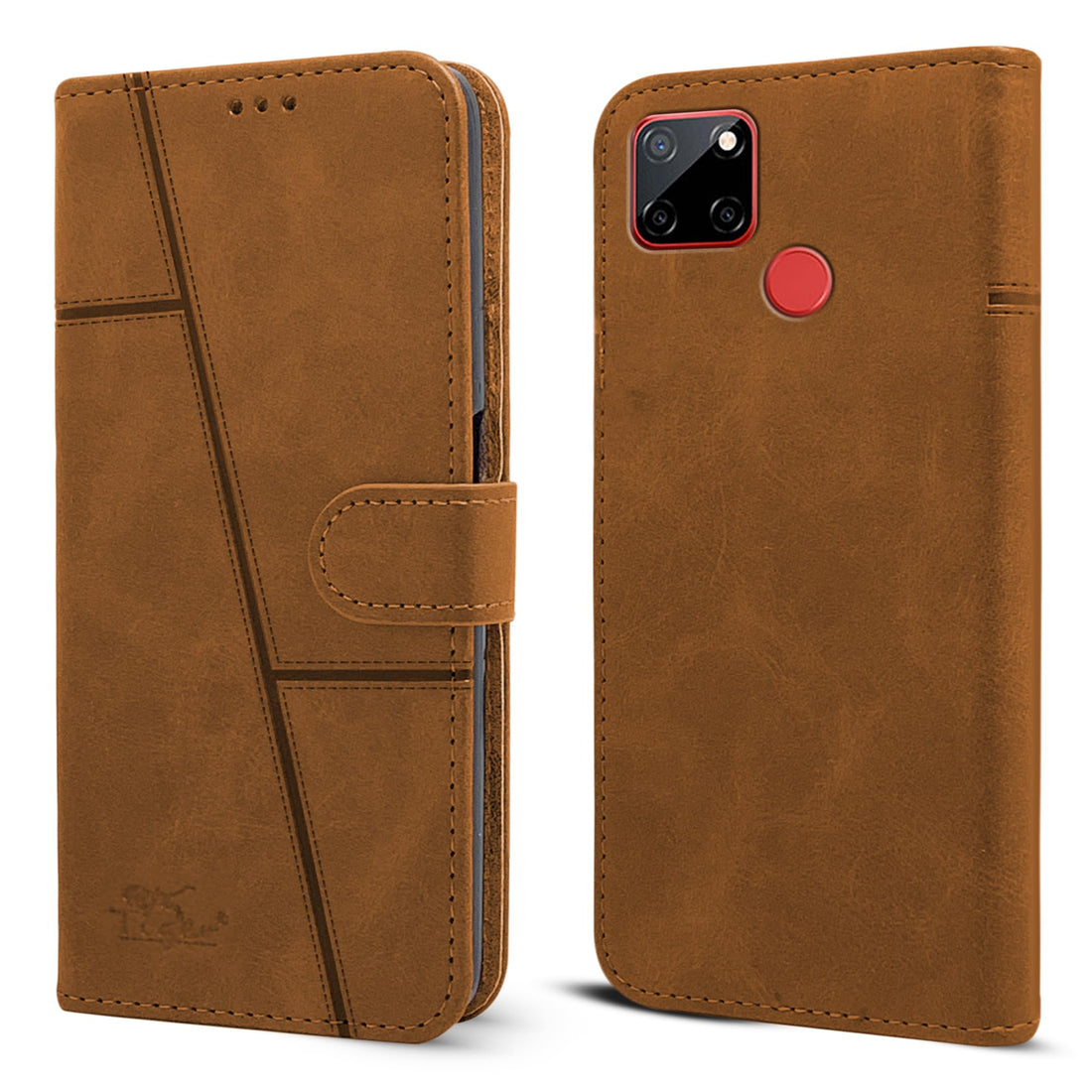 For Realme C25 | C25s Flip Cover Case (Stitched Leather with Magnetic Closure)