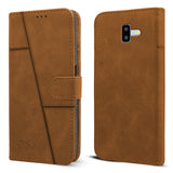 For Samsung Galaxy J6 Plus Flip Cover Case ( Stitched Leather with Magnetic Closure)