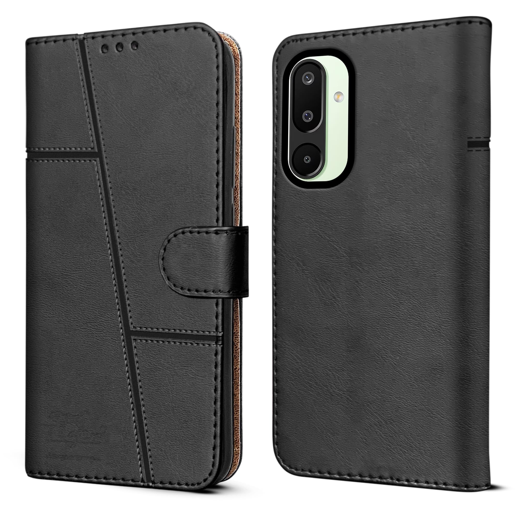 For Samsung Galaxy M16 5G | Samsung Galaxy F16 5G Flip Cover Case ( Stitched Leather with Magnetic Closure)