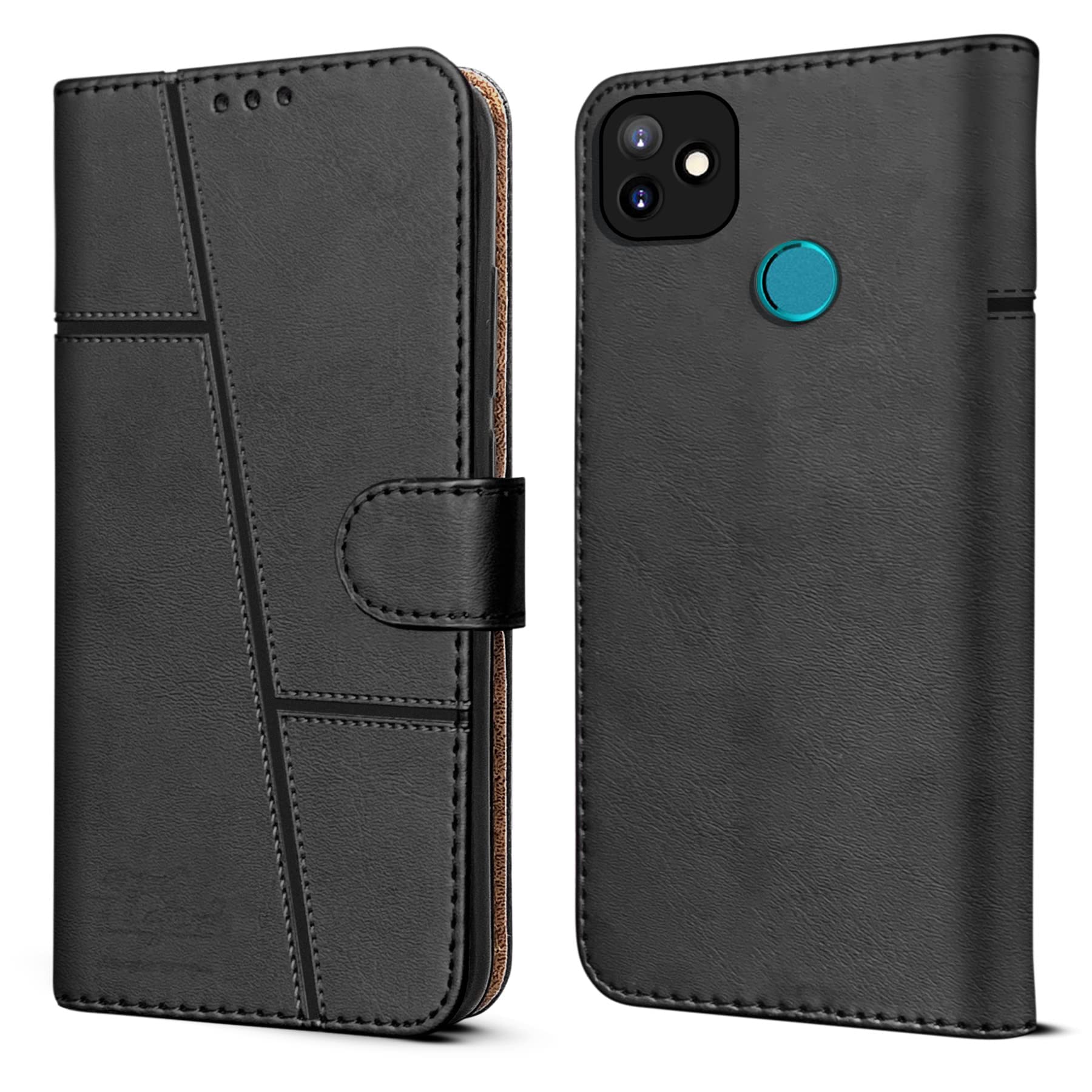 For Itel Vision 1 Flip Cover Case  (Stitched Leather with Magnetic Closure | )