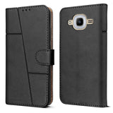 For Samsung Galaxy J2 2016 Flip Cover Case (Stitched Leather Finish | Magnetic Closure | Inner TPU | Foldable Stand | Wallet Card Slots)
